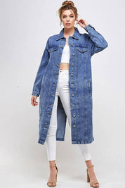 Longline button denim jacket LIGHT Coats & Jackets