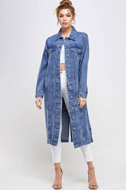 Longline button denim jacket Coats & Jackets