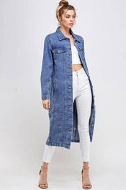 Longline button denim jacket Coats & Jackets