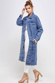 Longline button denim jacket Coats & Jackets