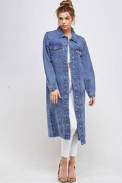 Longline button denim jacket Coats & Jackets