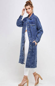 Longline button denim jacket Coats & Jackets