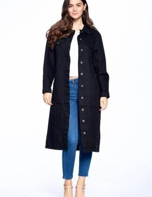 Longline button denim jacket Coats & Jackets