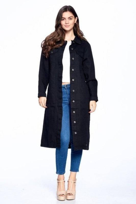 Longline button denim jacket Coats & Jackets