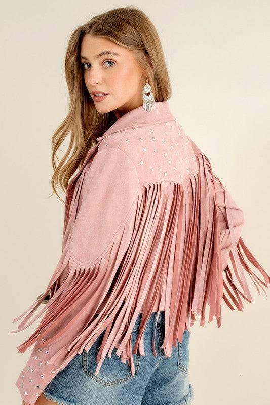 Western Studded Open Fringe Jacket Coats & Jackets