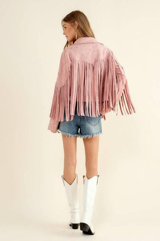 Western Studded Open Fringe Jacket Coats & Jackets