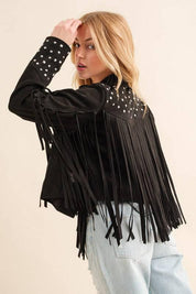 Western Studded Open Fringe Jacket Coats & Jackets