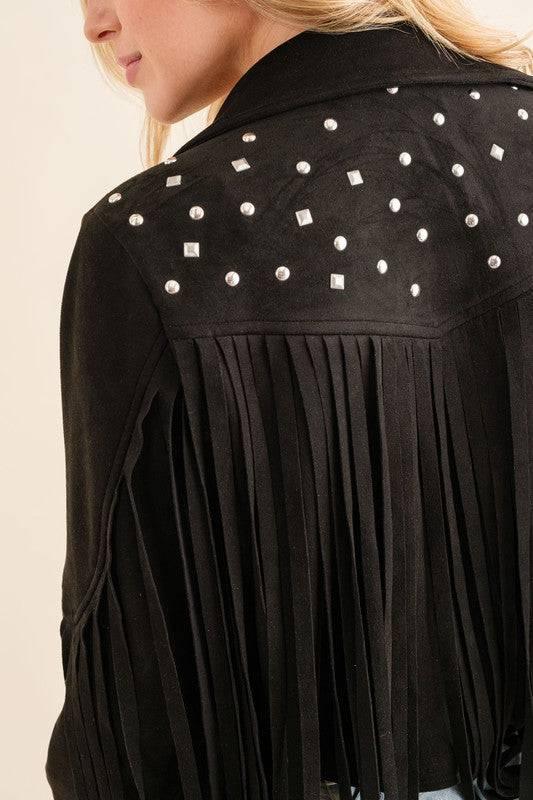 Western Studded Open Fringe Jacket Coats & Jackets