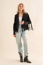 Western Studded Open Fringe Jacket Coats & Jackets