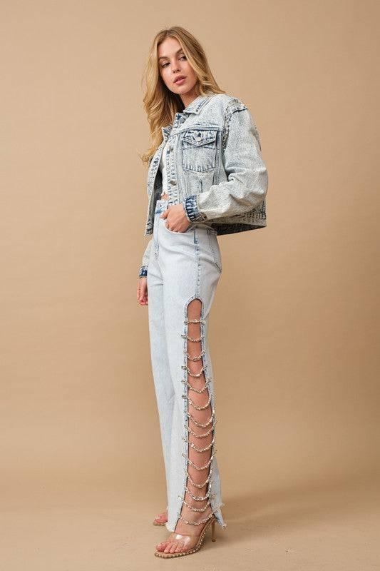 Jeweled Embellished Denim Jeans Jeans