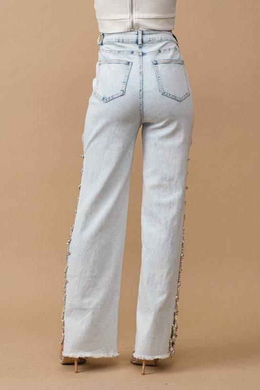 Jeweled Embellished Denim Jeans Jeans