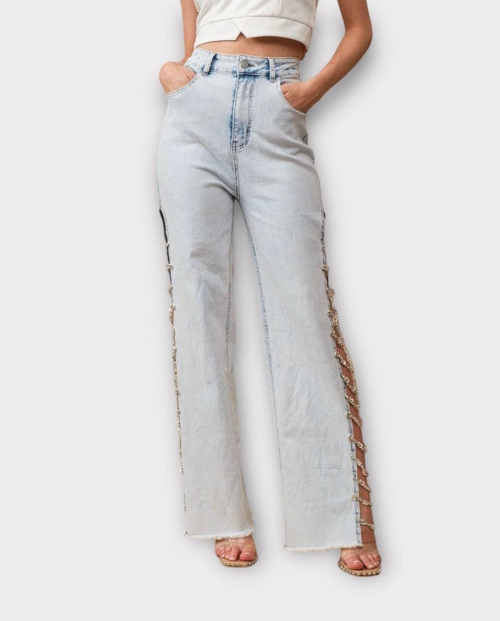 Jeweled Embellished Denim Jeans Jeans