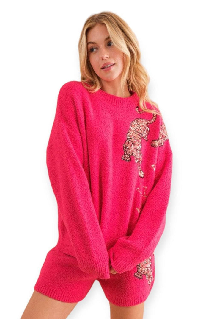 Cozy tiger star knit lounge set Loungewear