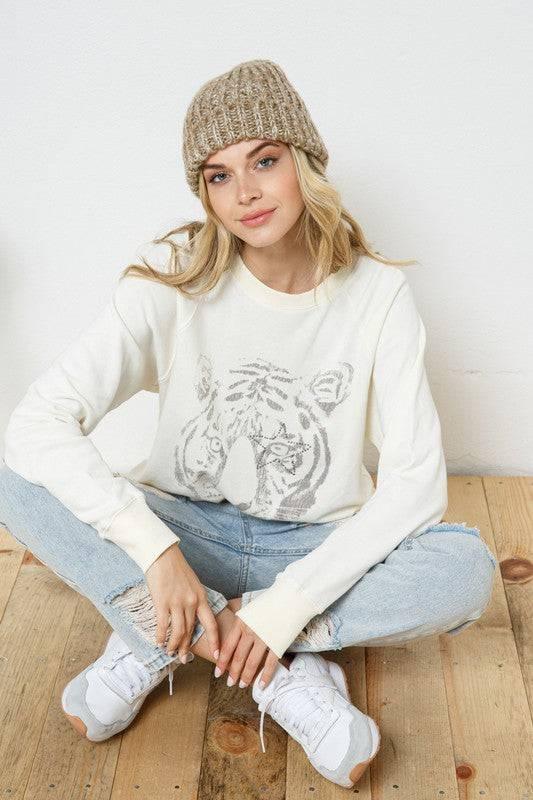 Tiger Studded Star Sweatshirt Sweatshirts