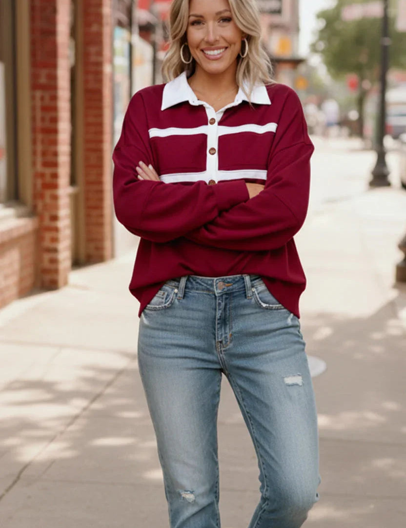 Prep School Chic Wine Polo | Daverri Fashions