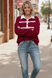 Prep School Chic Wine Polo | Daverri Fashions