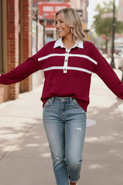 Prep School Chic Wine Polo | Daverri Fashions