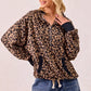 BiBi Leopard Print Waffle Half Zip Up Hoodie W Pocket - DAVERRI FASHIONS