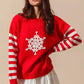 SO ME Christmas Snowflake Crochet Embellished Sweater - DAVERRI FASHIONS