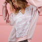 BiBi Pink Camo Printed French Terry Knit Color Block Sweatshirt
