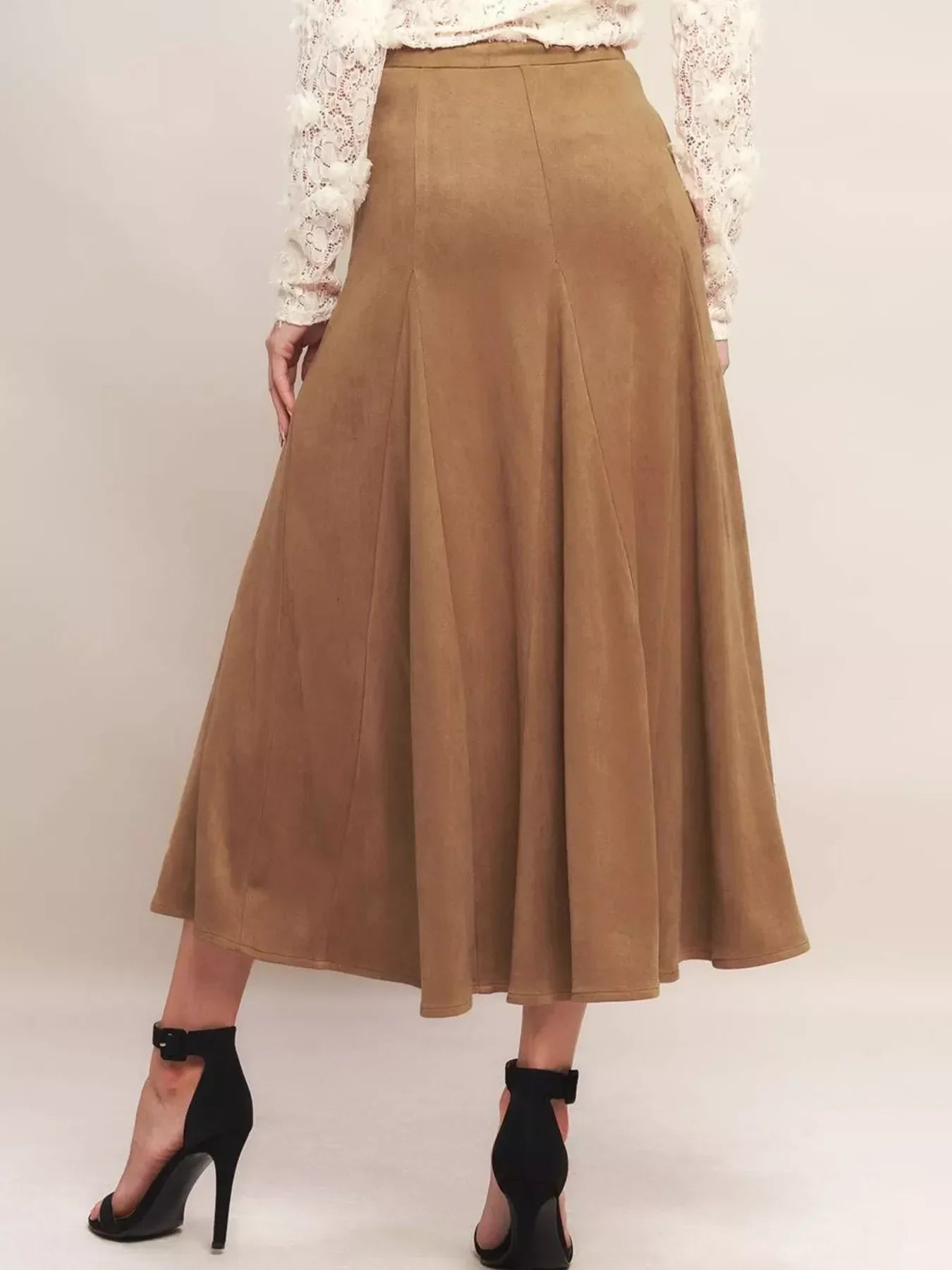 Flowy A-Line Midi Skirt - DAVERRI FASHIONS