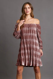Umgee Off-Shoulder Balloon Sleeve Velvet Mini Dress | Daverri Fashions
