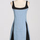 Contrast Adjustable Strap Denim Dress - DAVERRI FASHIONS