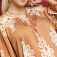 Umgee Full Size Two Tone Border Print Top with Balloon Sleeves Plus Size