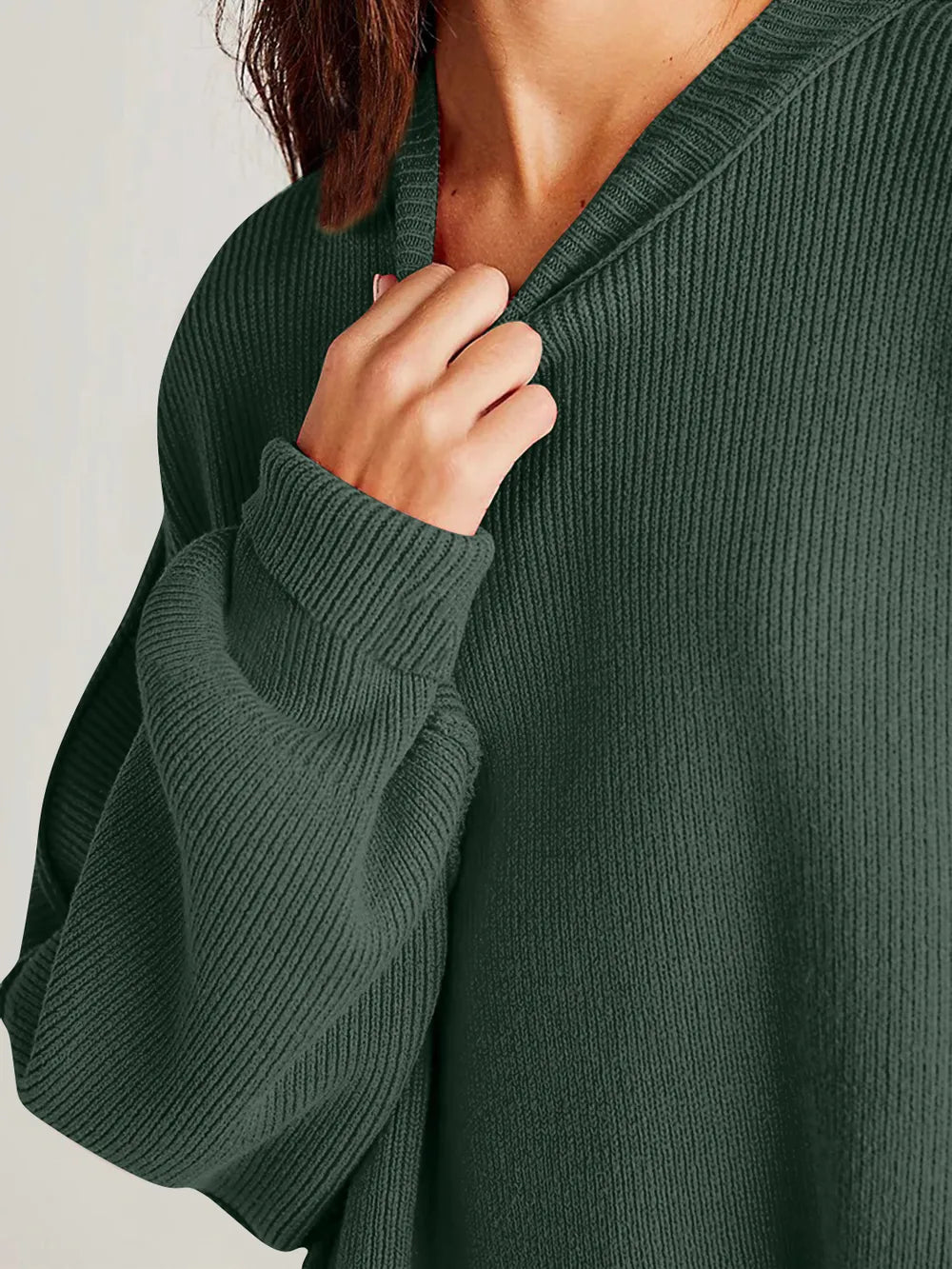 Side Slit Round Neck Long Sleeve Sweater | Sweaters Daverri Fashions