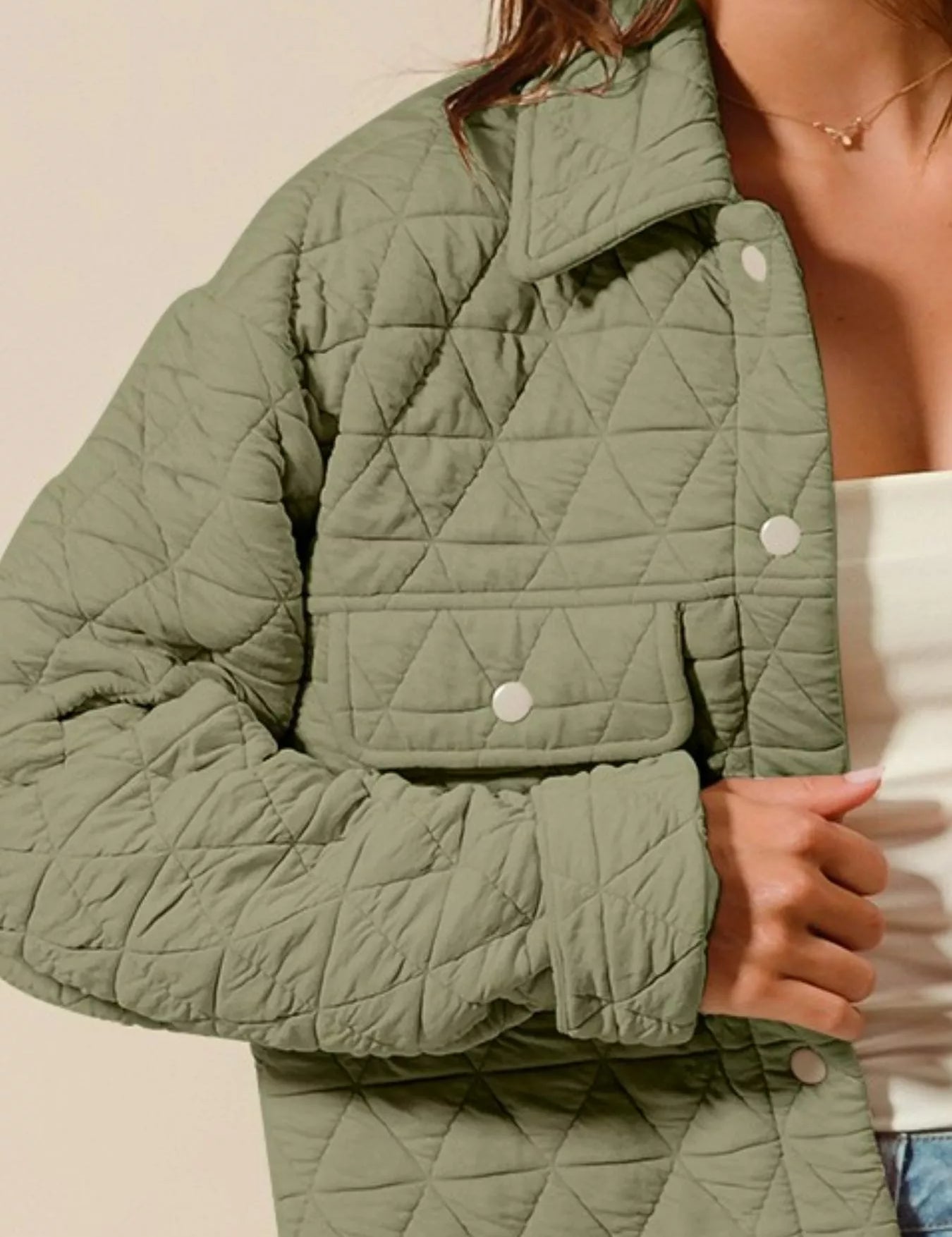 SO ME Triangle Quilting Stitch Button Up Knit Jacket | Jackets Daverri Fashions