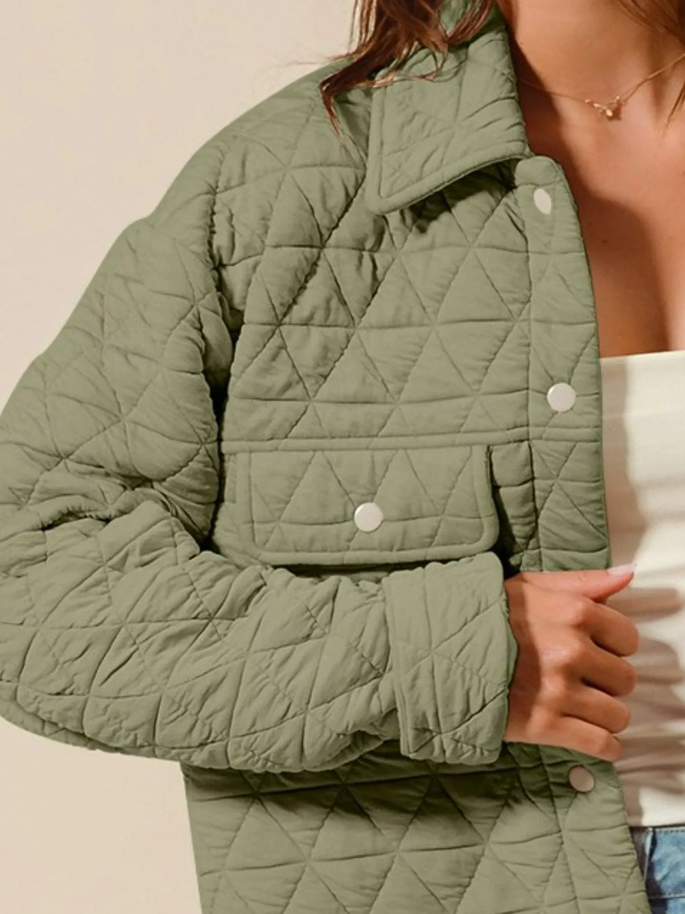 SO ME Triangle Quilting Stitch Button Up Knit Jacket | Jackets Daverri Fashions