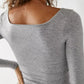 Square Neck Fitted Long Sleeve T-Shirt - DAVERRI FASHIONS