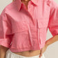 HYFVE Front Pockets Poplin Collared Neck Crop Shirt - DAVERRI FASHIONS