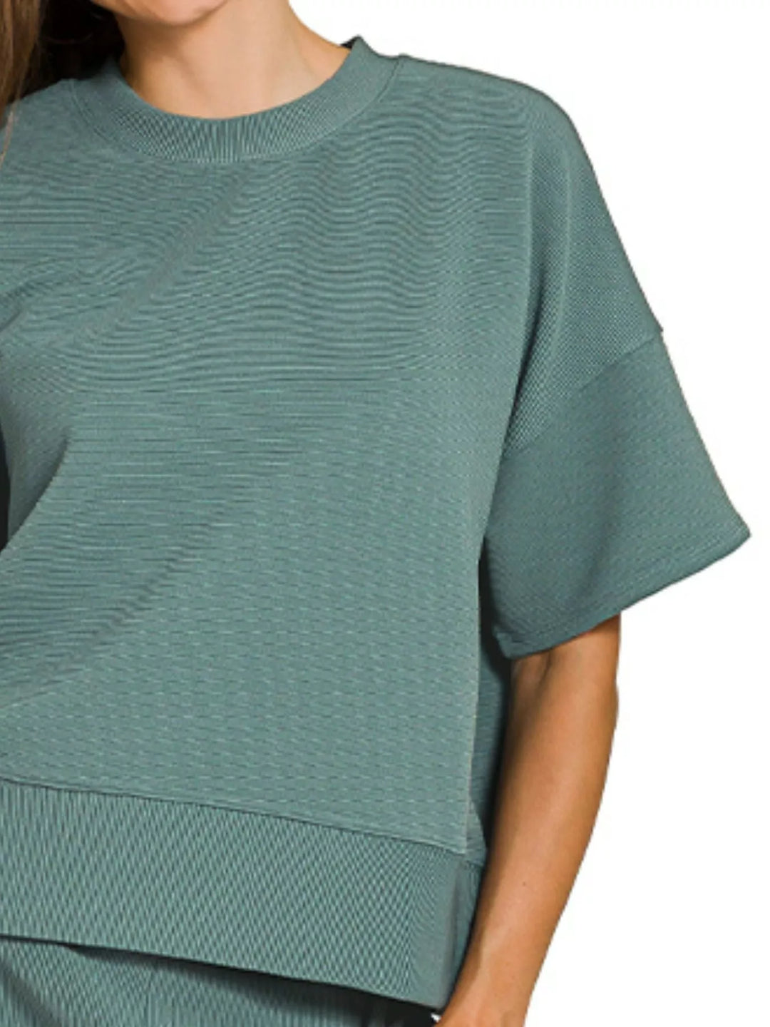 Zenana Ribbed Round Neck Tee & Pants Set | Daverri Fashions