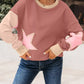 Star Patchwork Exposed Seam Drop Shoulder Sweatshirt - DAVERRI FASHIONS