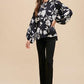 Annie Wear Frill Printed Balloon Sleeve Blouse - DAVERRI FASHIONS