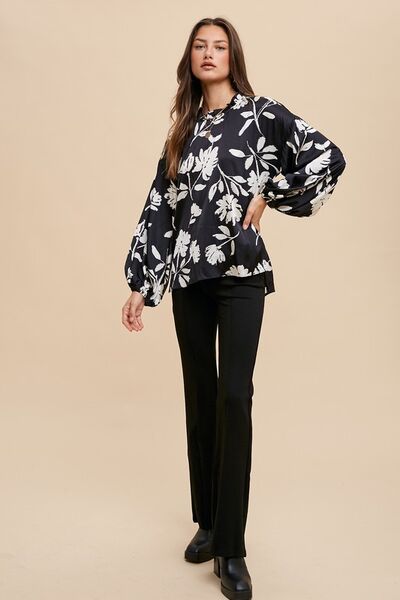 Annie Wear Frill Printed Balloon Sleeve Blouse Blouses