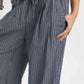 Umgee Drawstring Striped Wide-Leg Pants in navy and white vertical stripes