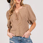 SAGE+FIG Lace-Up Waffle Knit Crop Top Tops