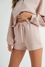 MABLE Half Zip Sweatshirt and Shorts Set | Outfit Sets Daverri Fashions