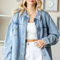 First Love Smile Face Button Down Raw Hem Denim Jacket - DAVERRI FASHIONS