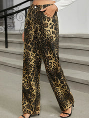 Leopard Jeans with Pockets | Jeans Daverri Fashions
