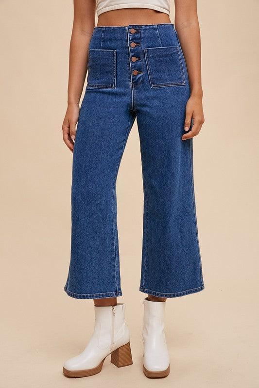 Annie Wear Button Fly High Waist Jeans - DAVERRI FASHIONS