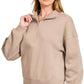Zenana Fleece High Neck Half Zip Sweatshirt Ash Mocha - DAVERRI FASHIONS