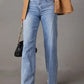 High Waist Straight Jeans with Pockets - DAVERRI FASHIONS