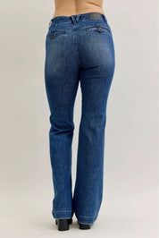 Judy Blue Full Size Mid Rise Bootcut Jeans with Welt Pockets Plus Size | Jeans Daverri Fashions