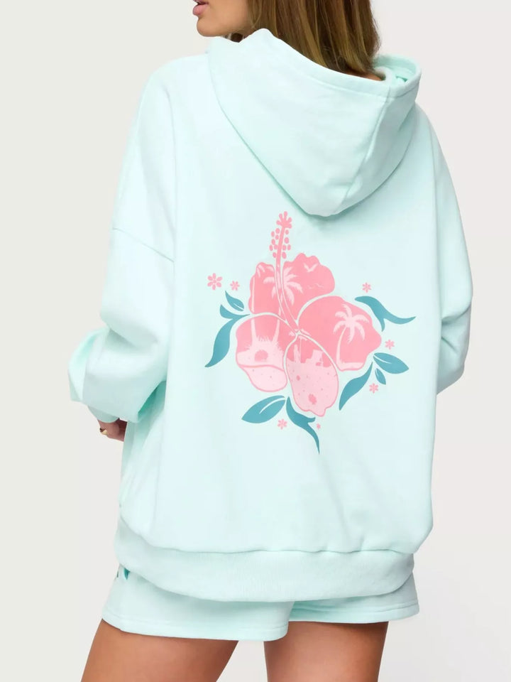 Drop Shoulder Graphic Hoodie with Kangaroo Pocket | Hoodies Daverri Fashions