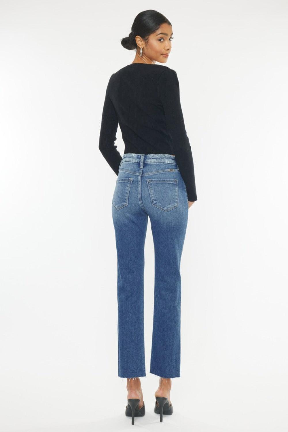 Kancan High Rise Wide Waistband Slim Straight Jeans | Jeans Daverri Fashions