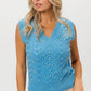 BiBi Blue Chevron Pointelle Pearl Knit Top Tops