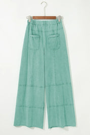 Mineral Wash Exposed Seam Drawstring High Waist Wide Leg Cargo Pants | Loungewear Pants Daverri Fashions